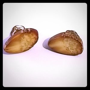 Vintage 1960s Wood Stud Earrings